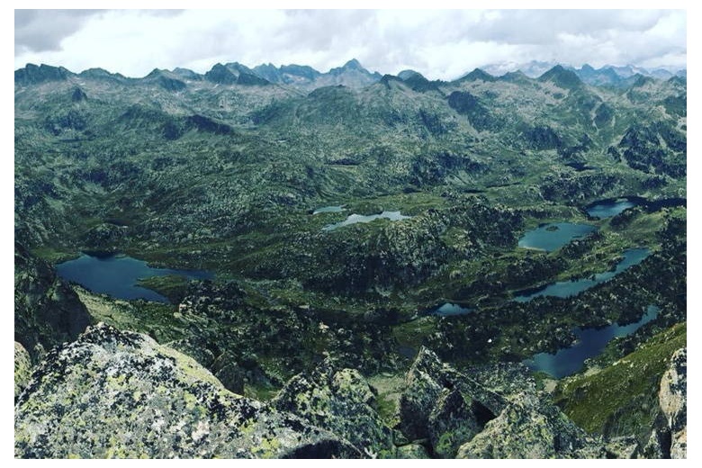 panoramic view of the colomers lakes from the ratera